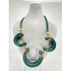 Turkuaz Derili Kolye